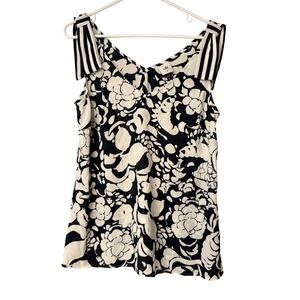 Cabi Floral Print Sleeveless‎ Top with Striped Shoulder Ties - Size M